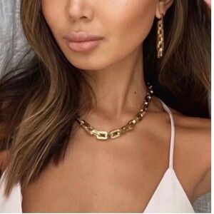 NEW Eddie Borgo Women's Supra Link Chain Necklace 12k Gold Finish 17" New